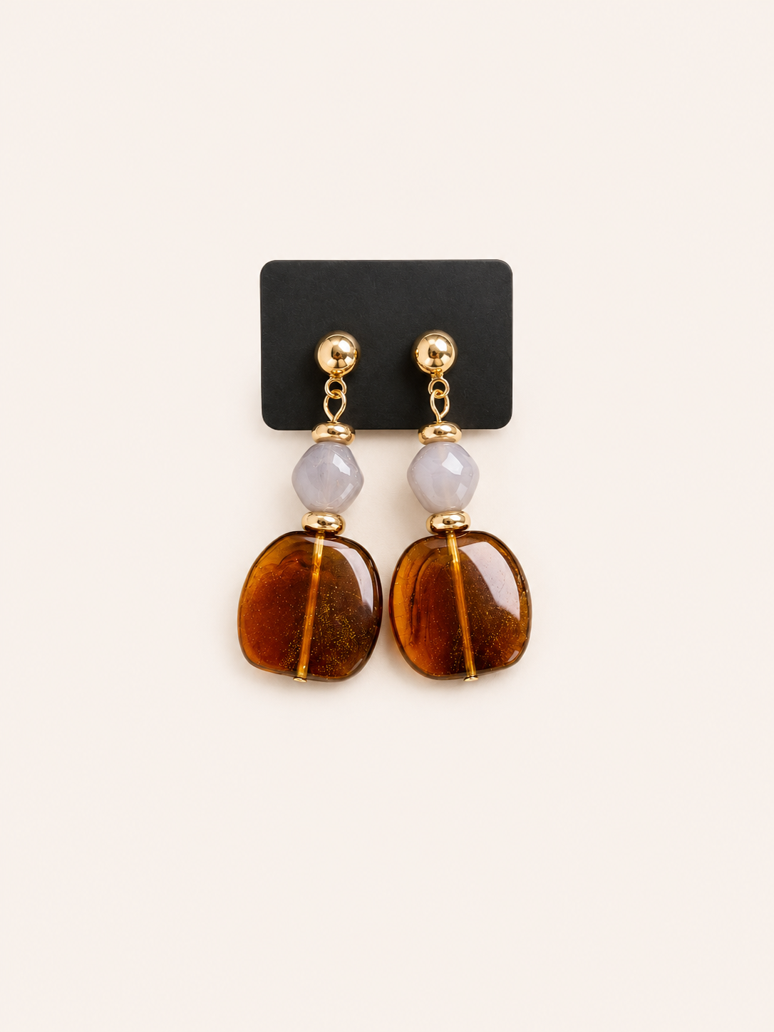 BROWN GOLD HANGERS OORBELLEN