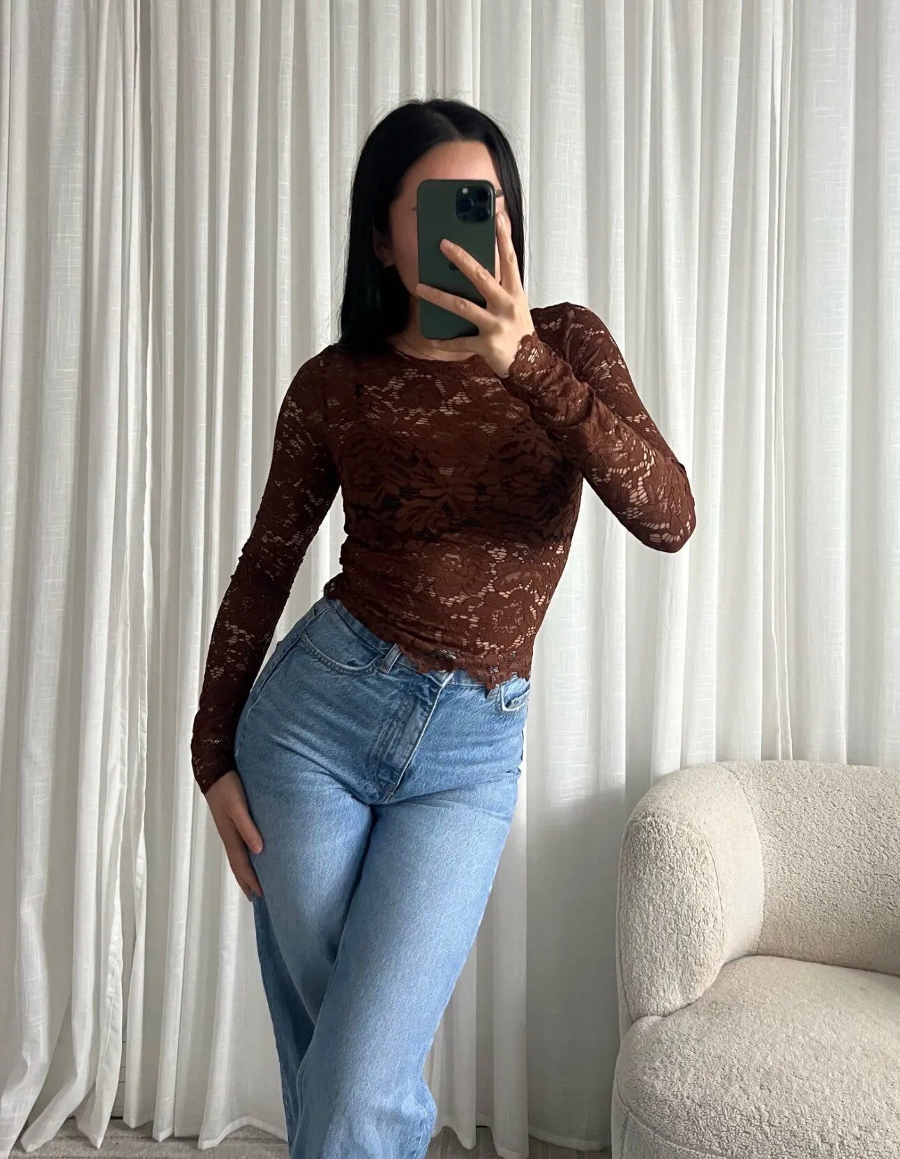 Cherí lace top brown