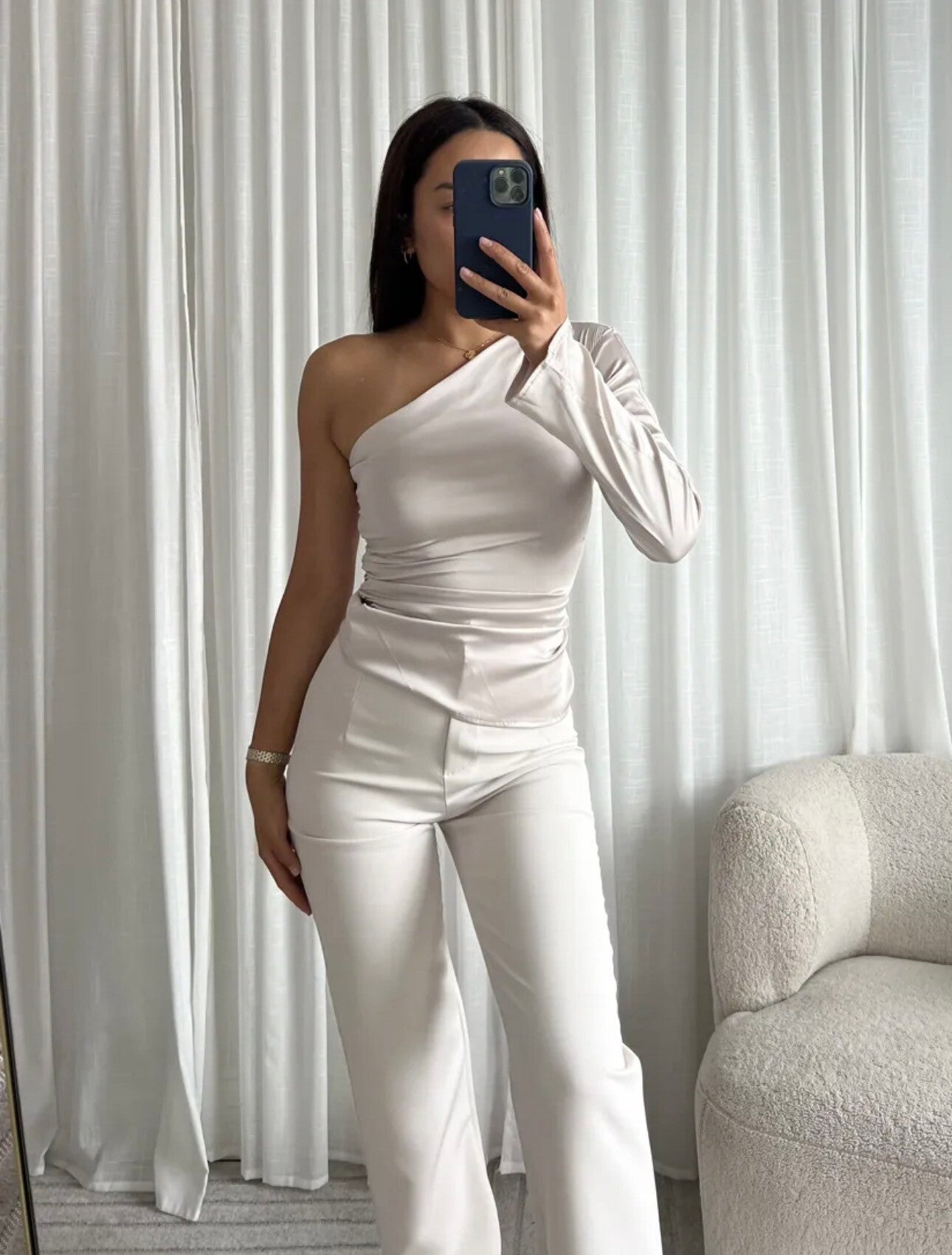 Elodi one shoulder top cream
