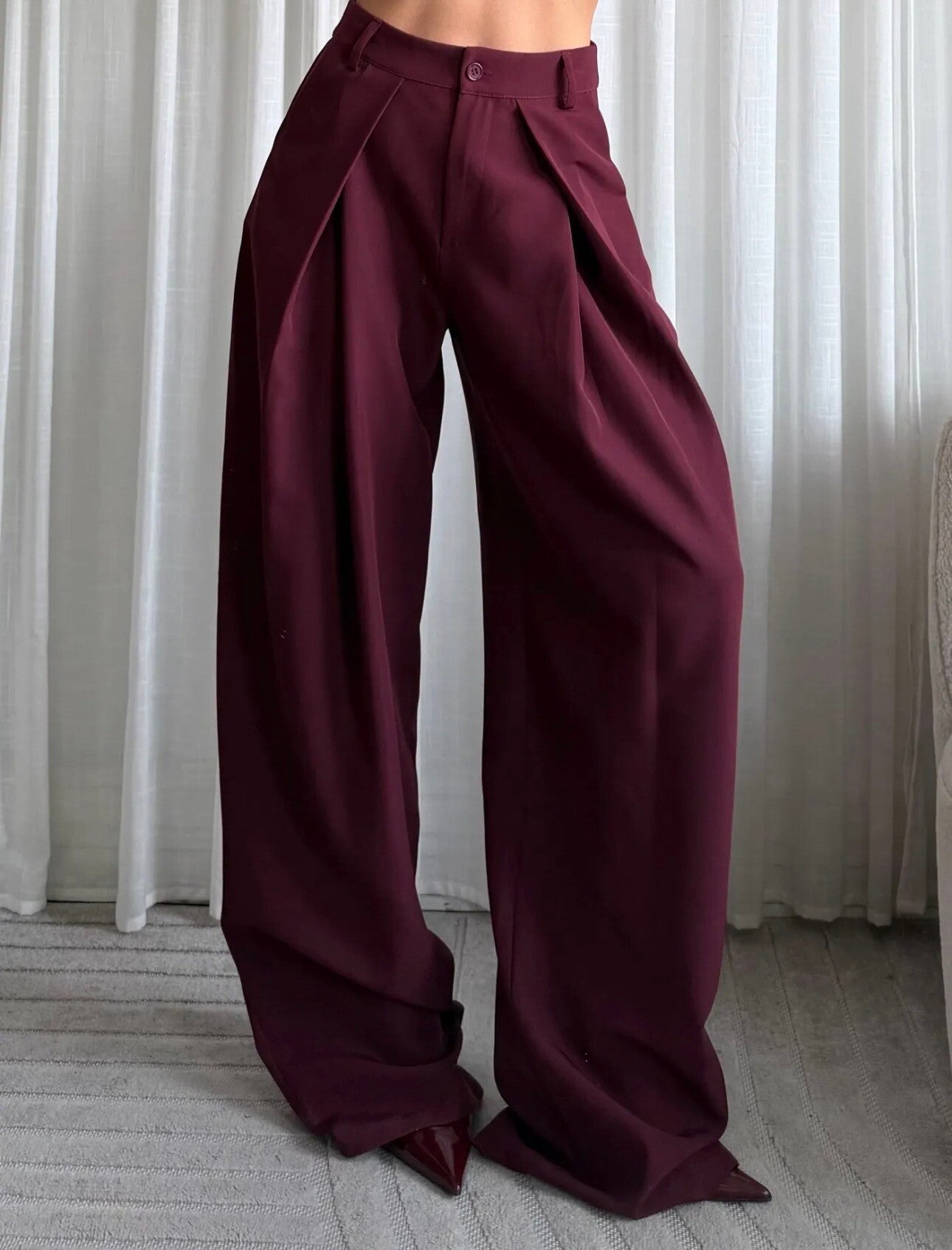 Vivienne wide leg pantalon Burgundy
