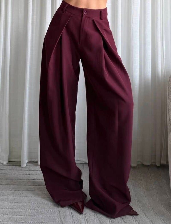 Vivienne wide leg pantalon Burgundy