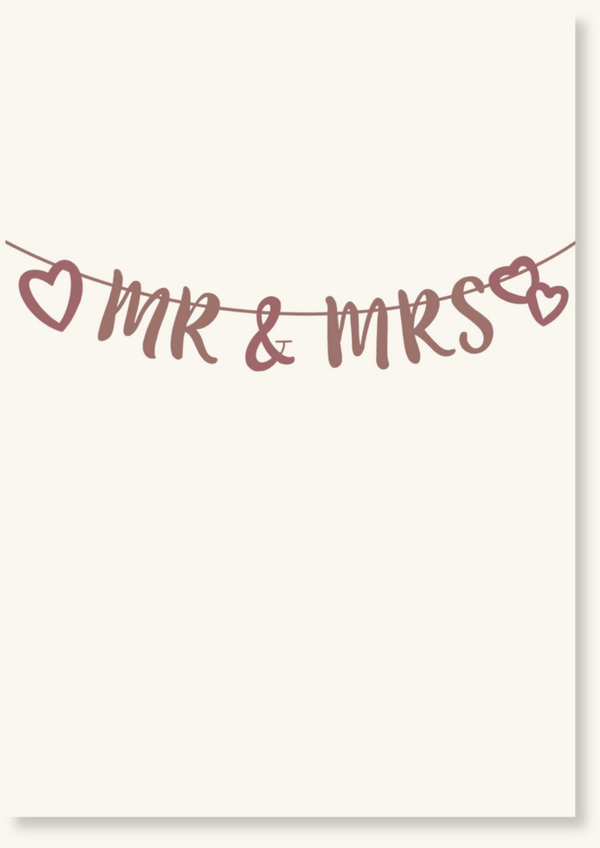 Huwelijk - Mr & Mrs hartjes slinger beige