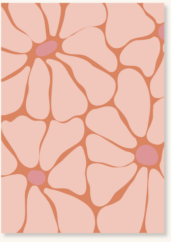 Blanco - Roze bloemen groot