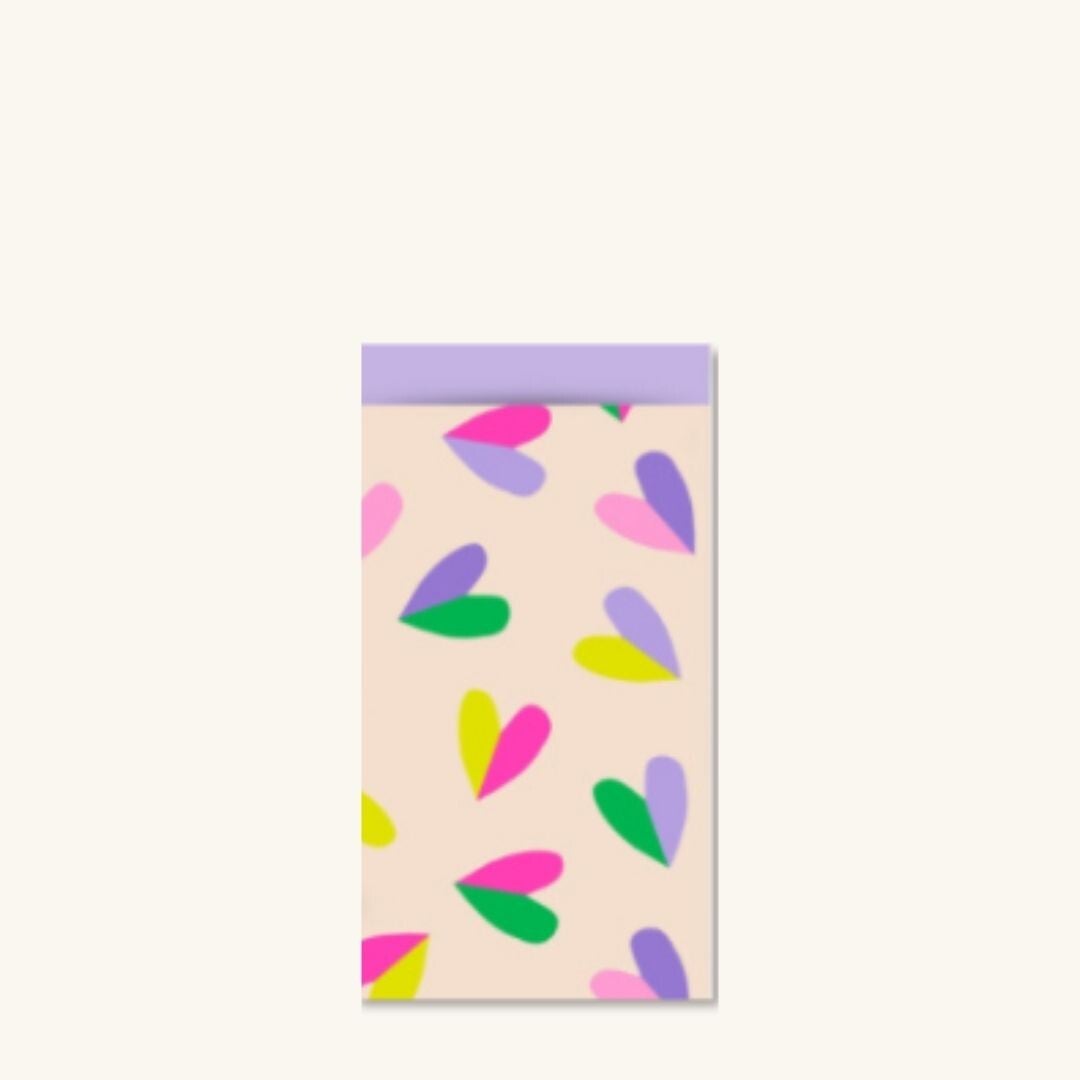 Cadeauzakjes - Hartjes beige maat S - 5 stuks