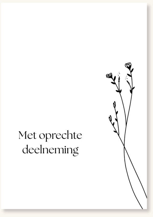 Gecondoleerd - Met oprechte deelneming zwarte bloemen