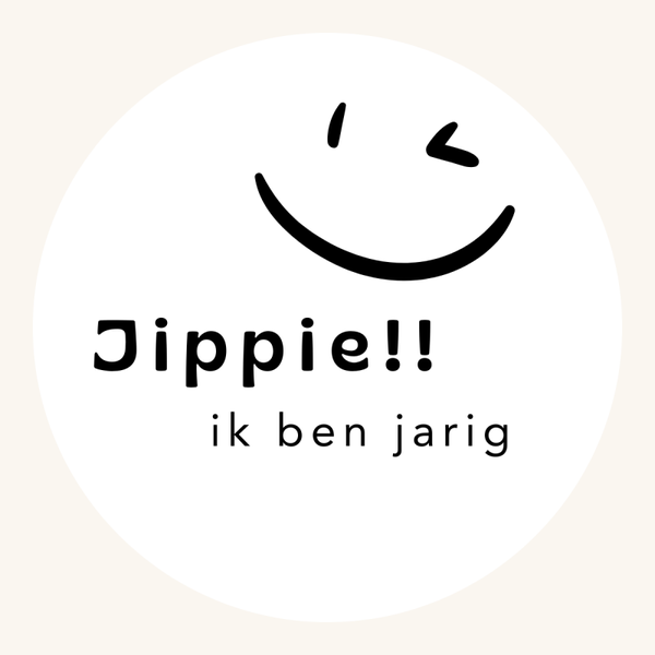 Gepersonaliseerde stickers per stuk - Jippie ik ben jarig
