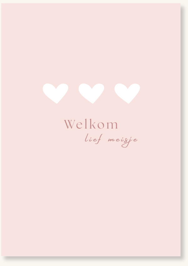 Geboorte - Drie hartjes roze