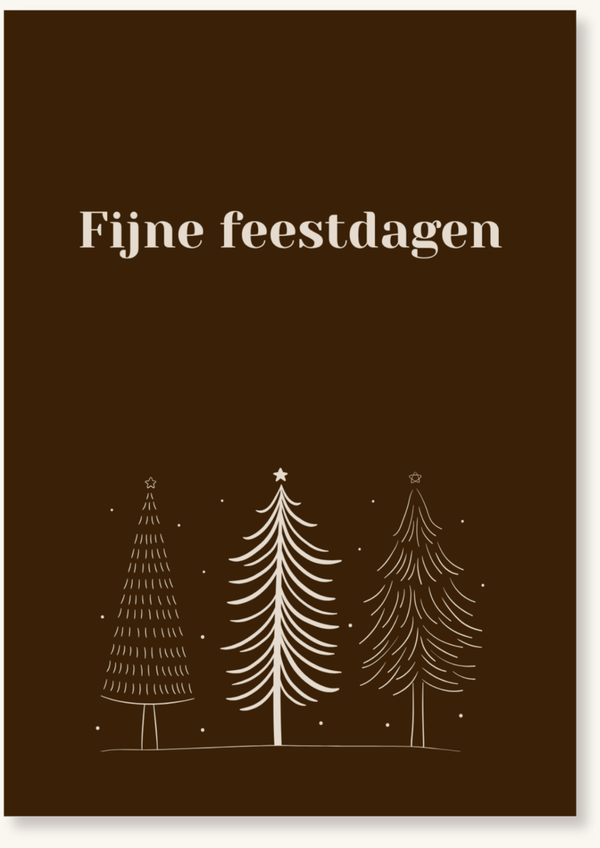 Kerstkaarten - Fijne feestdagen bomen bruin