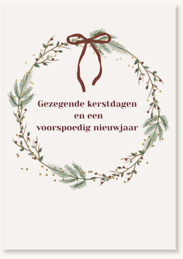 Kerstkaarten - Gezegende kerstdagen krans groen