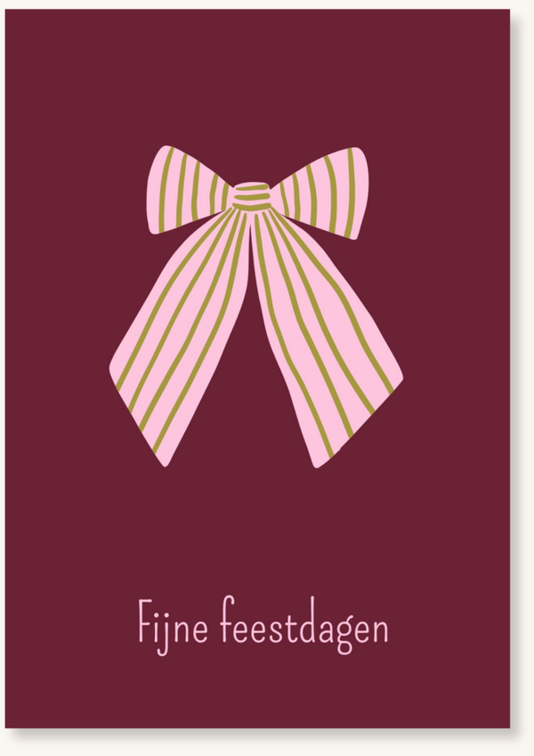 Kerstkaarten - Fijne feestdagen strik