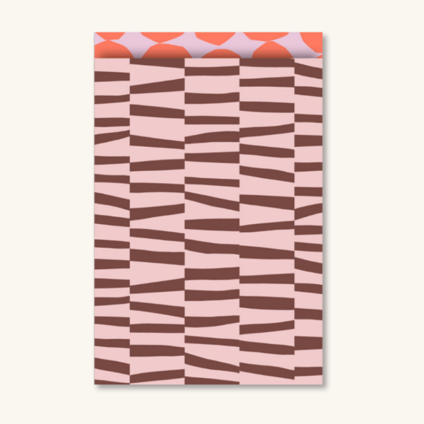Cadeauzakjes - Rood/roze streep maat L - 5 stuks