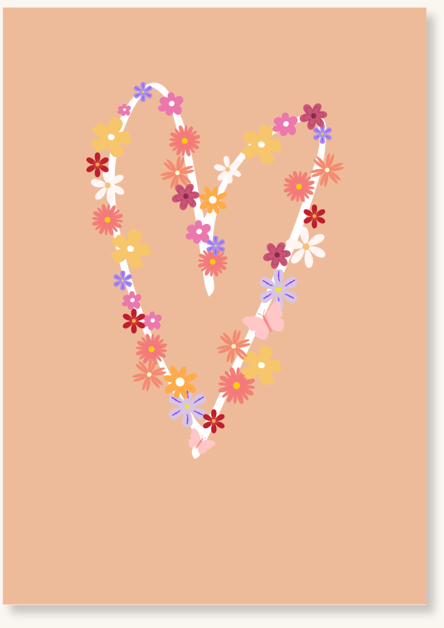 Blanco - Hart met gekleurde bloemetjes