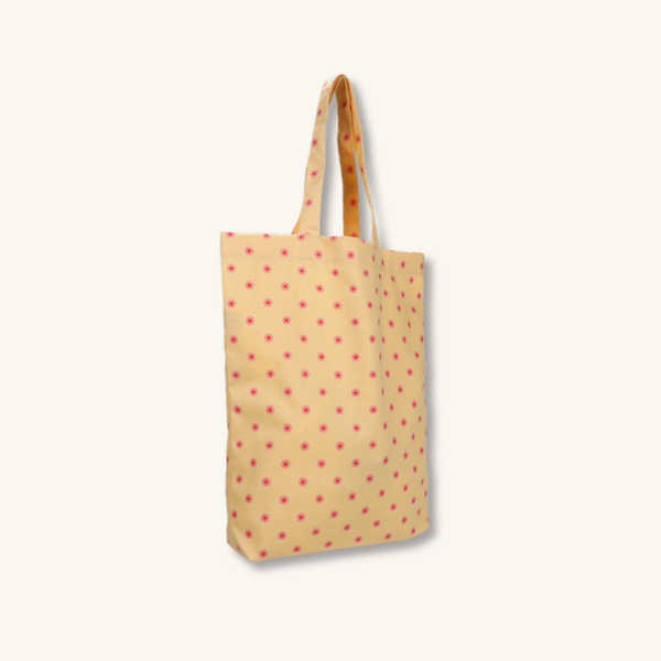 Katoenen tas - Gele met bloementjes