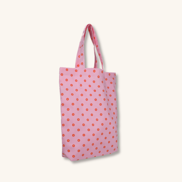 Katoenen tas - Roze tas met bloementjes