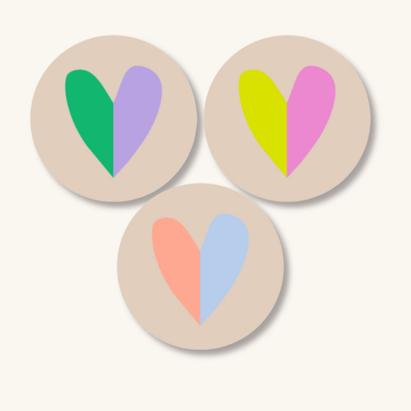 Stickers - Hartjes gekleurd 3 stuks