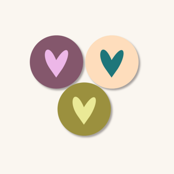 Stickers - Hartjes 3 kleuren herfst - 3 stuks