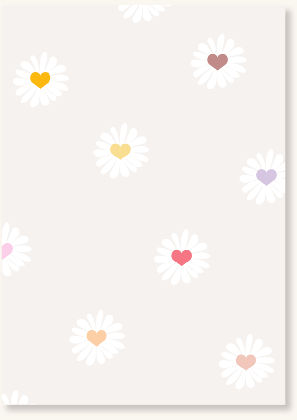 Blanco - Witte bloemen met gekleurde hartjes