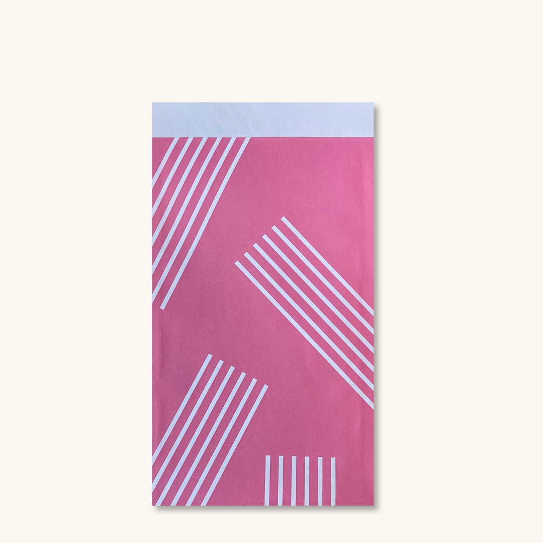 Cadeauzakjes - Roze met wit gestreept maat M - 5 stuks