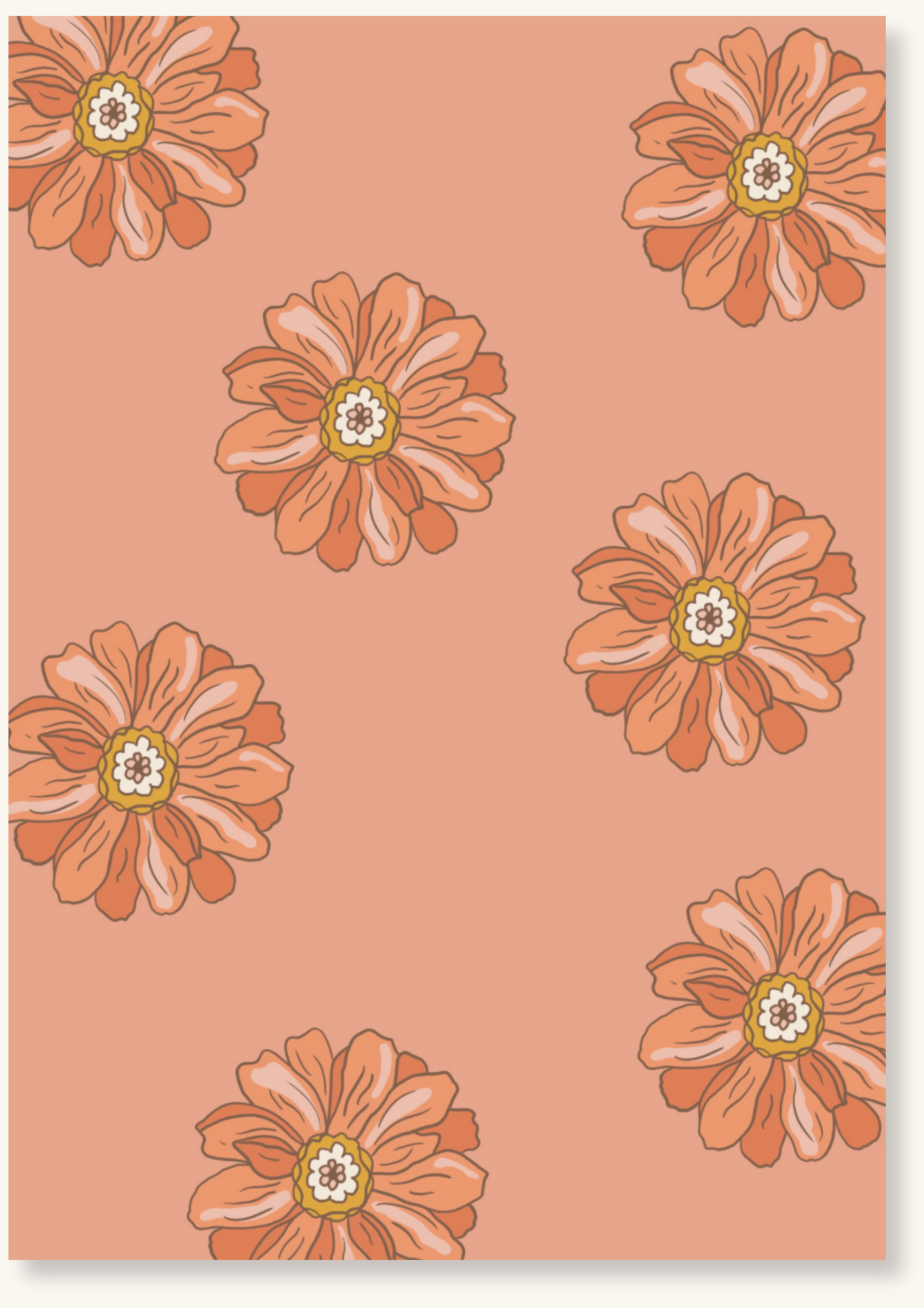 Blanco - Getekende oranje bloemen