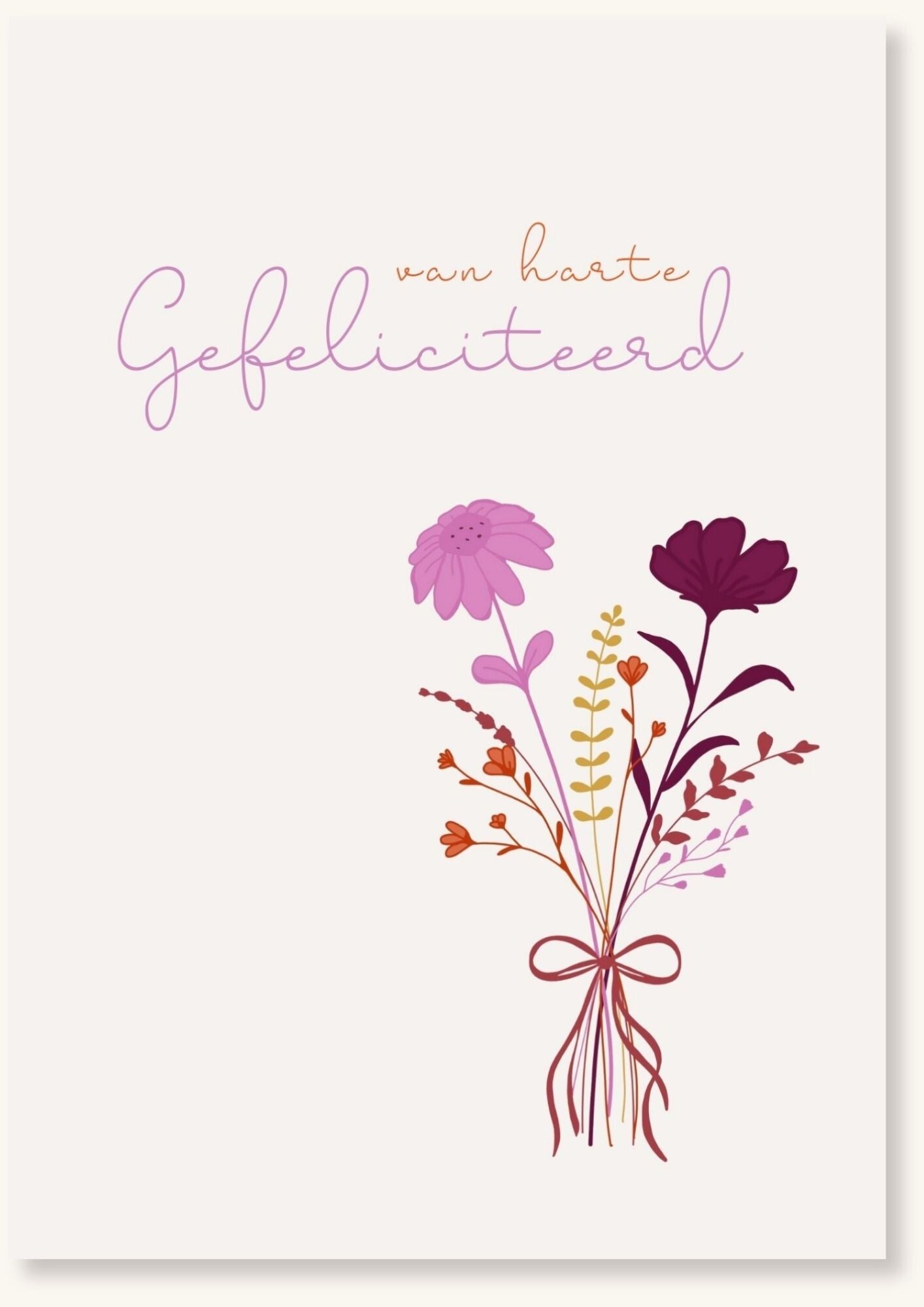 Verjaardag - Gekleurd veldboeket met strik