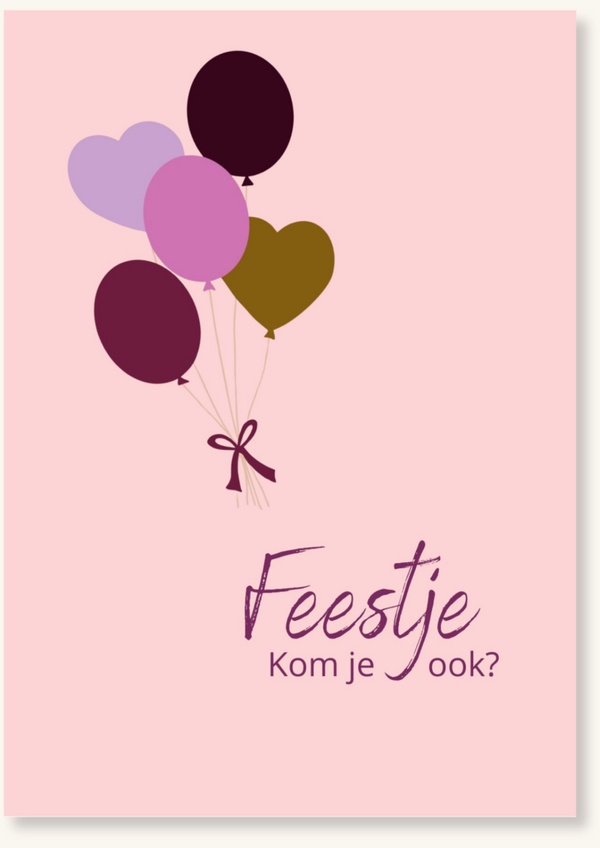 Uitnodigingskaartjes - Hartjes ballonnen