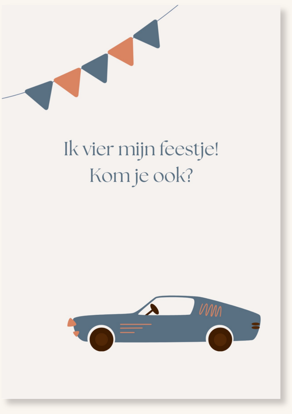 Uitnodigingskaartjes - Retro auto