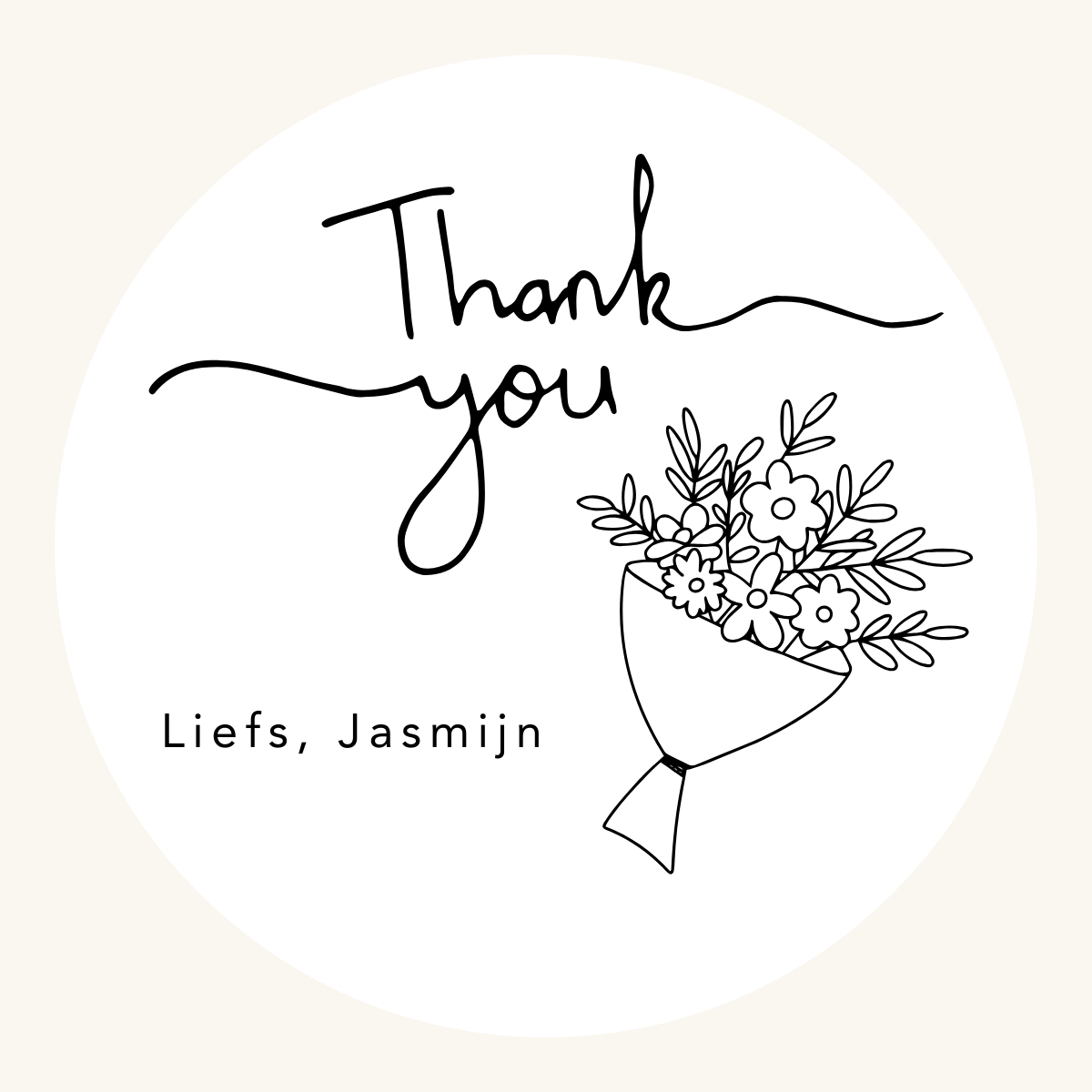 Gepersonaliseerde stickers per stuk - Thank you bos bloemen