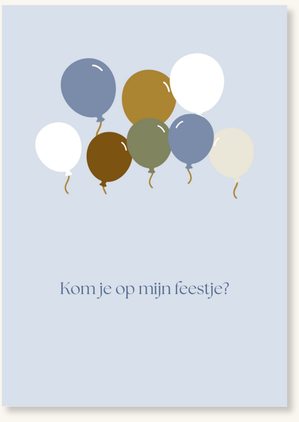 Uitnodigingskaartjes - Ballonnen blauw