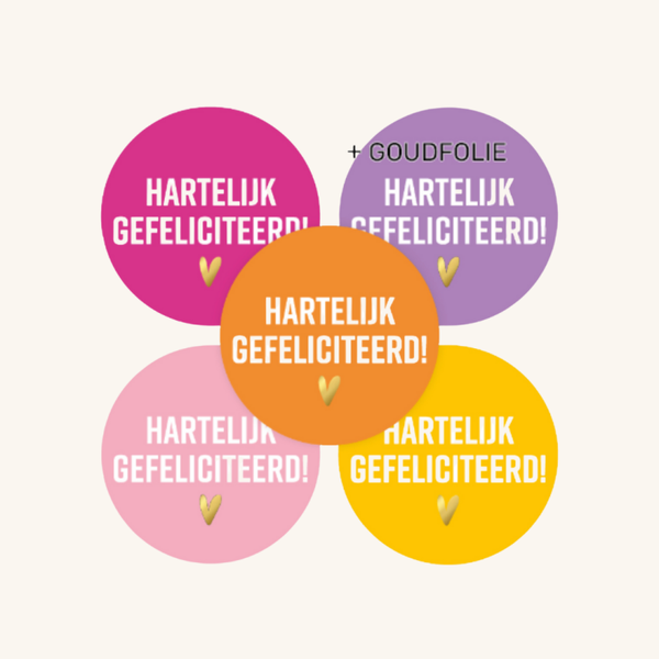 Stickers - Hartelijk gefeliciteerd - 5 stuks
