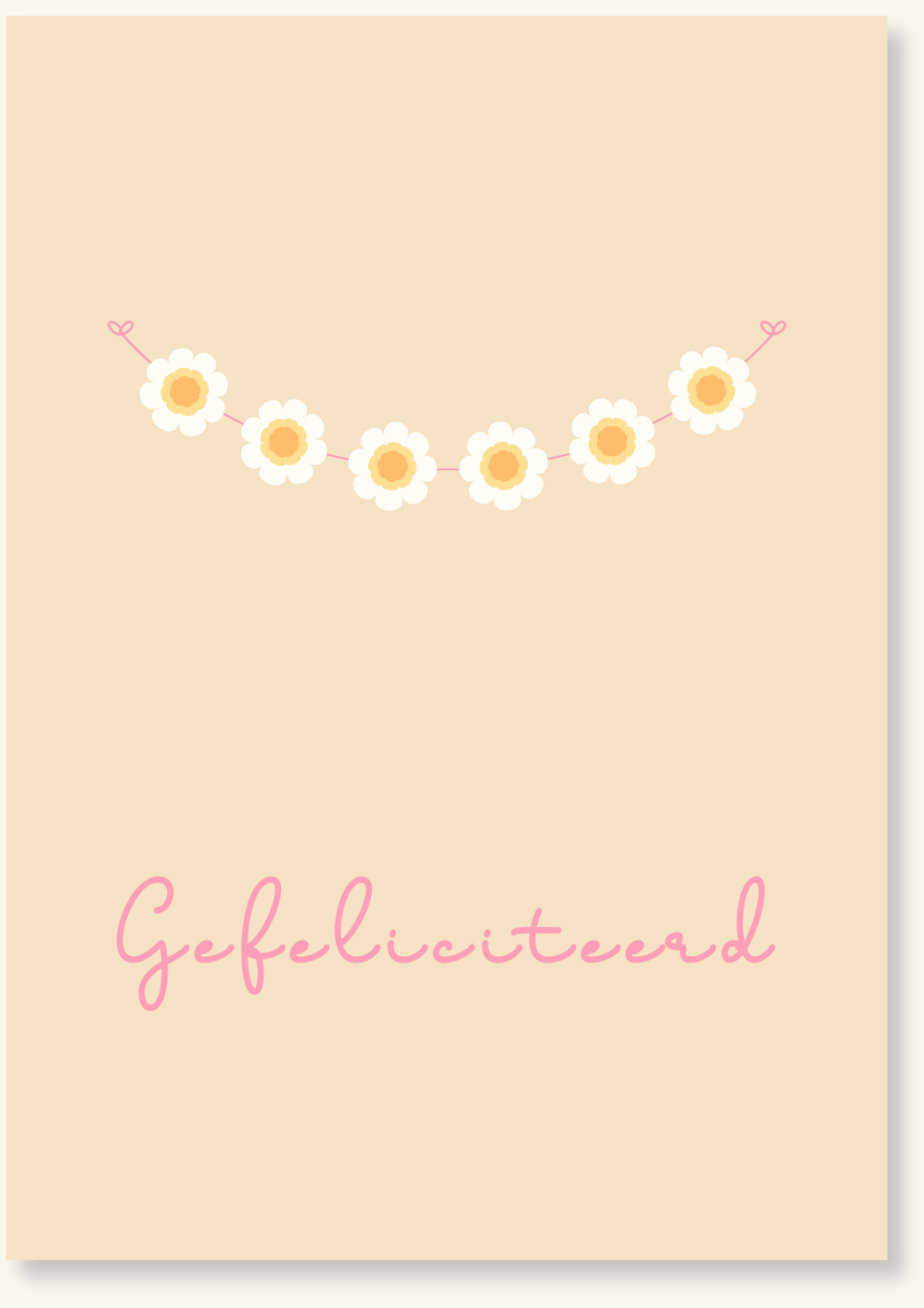 Verjaardag - Gefeliciteerd wit bloemetjesslinger