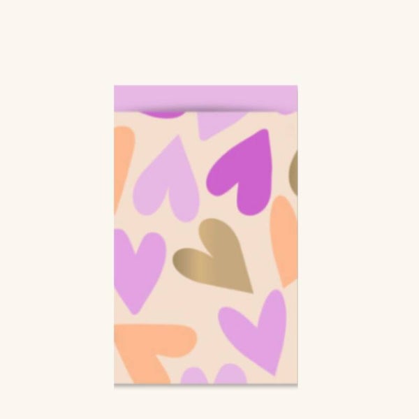 Cadeauzakjes - Hartjes beige groot maat M - 5 stuks