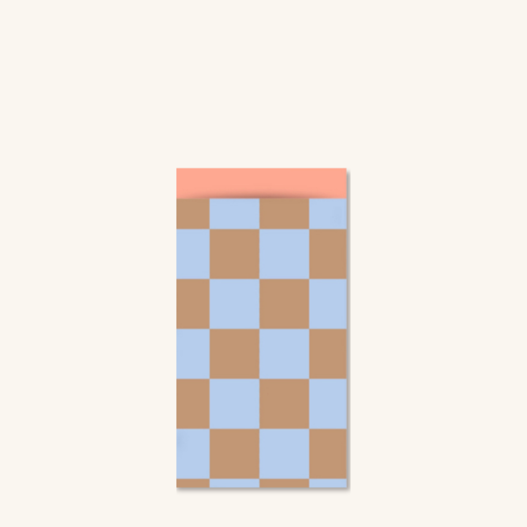 Cadeauzakjes - Blauw geruit maat S - 5 stuks