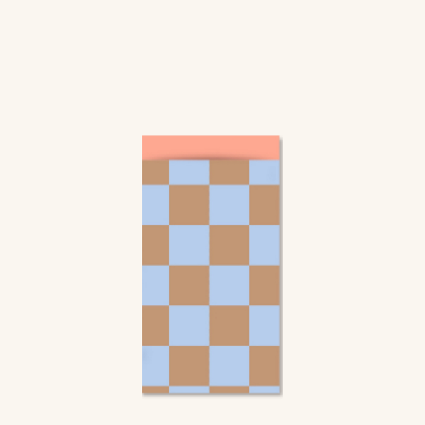 Cadeauzakjes - Blauw geruit maat S - 5 stuks