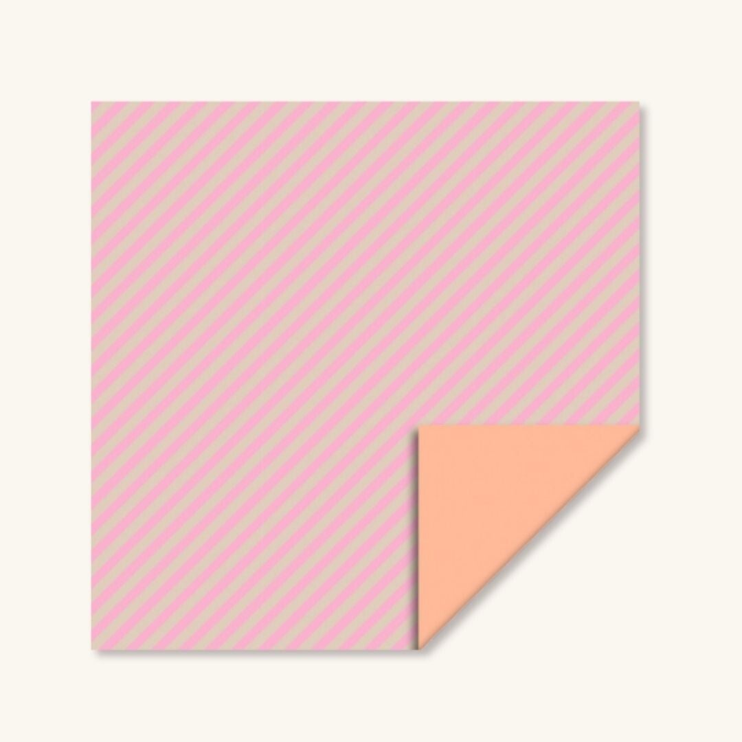 Inpakpapier - Roze met peach gestreept