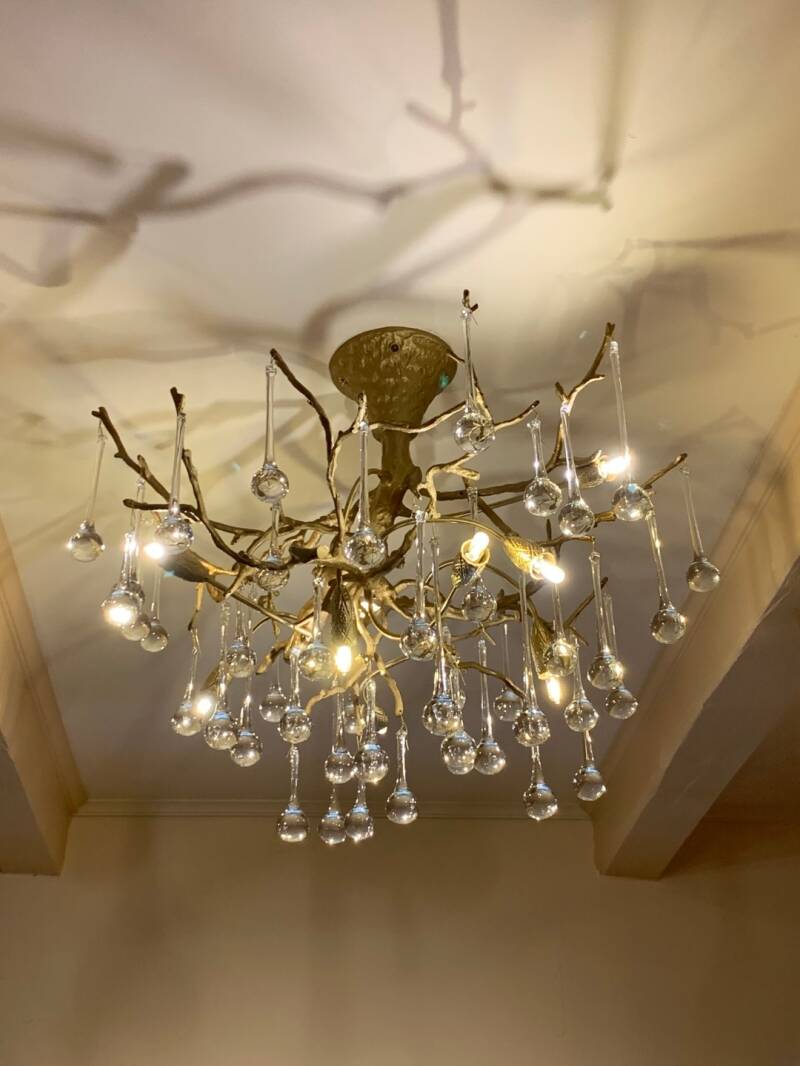 Nr B-13  Bronzen   Boomstam   Plafonierre  Three  Lamp  - Isabelle No 1