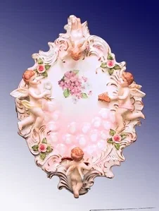 Antique Dresden porcelain floral wall plaque – hand-painted German porcelain
