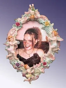 Antique Dresden porcelain portrait frame – floral German porcelain