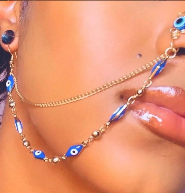 Evil Eye Nose To Ear Chain