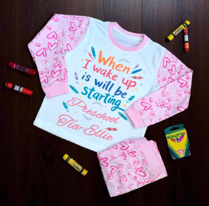 First Day of School Pyjamas -Hearts