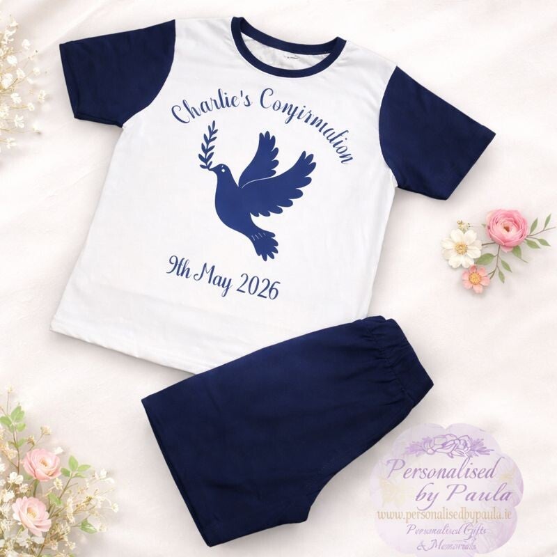 Short Communion & Confirmation Pyjamas Cotton Navy
