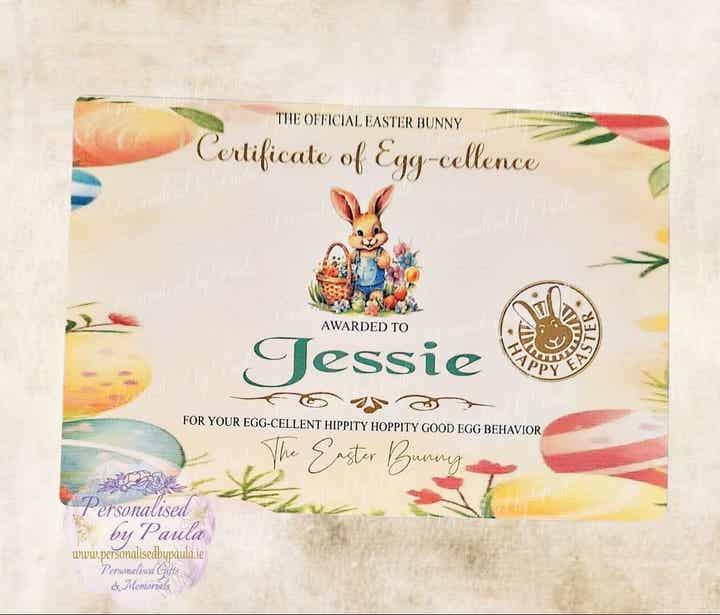 Personalised Certificate from the Easter Bunny