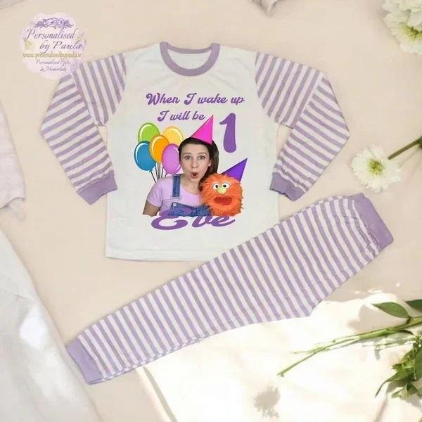 Personalised Pyjamas -Lilac Stripes