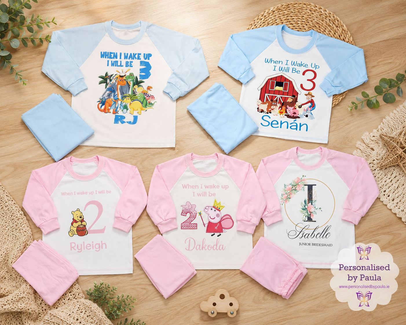 Pyjamas (Blue, Pink or Red)