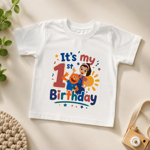 Kids Birthday Tshirt (White, Blue or Pink)