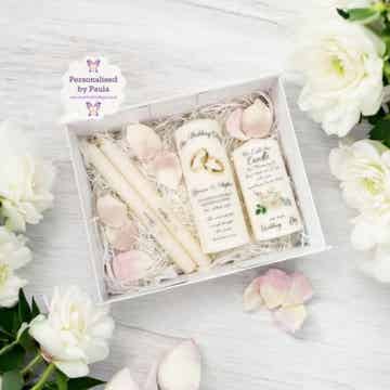Personalised Wedding Candle Set in Keepsake Box