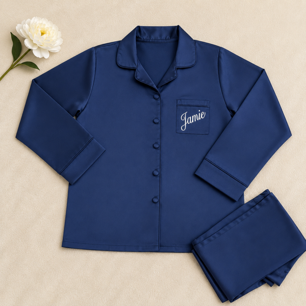 Communion and Confirmation  Long Pyjamas Satin -Navy