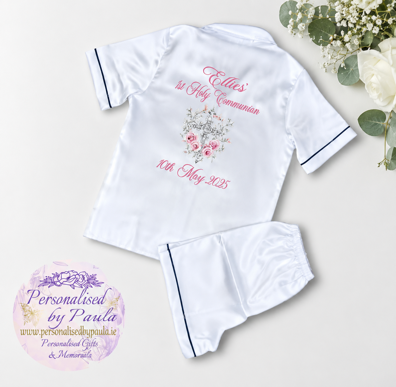 Communion and Confirmation Pyjamas Satin Shorts