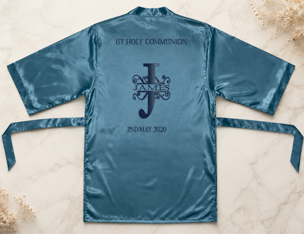 Communion and Confirmation Robe Blue Satin