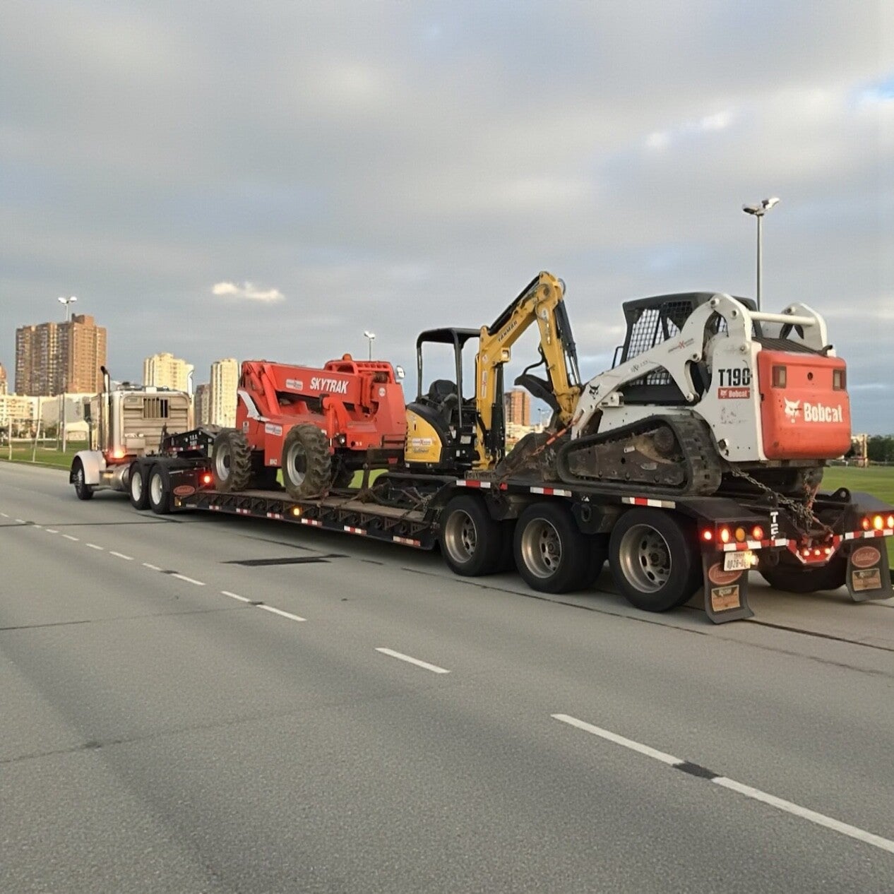 Loaded haul truck with rental equipment