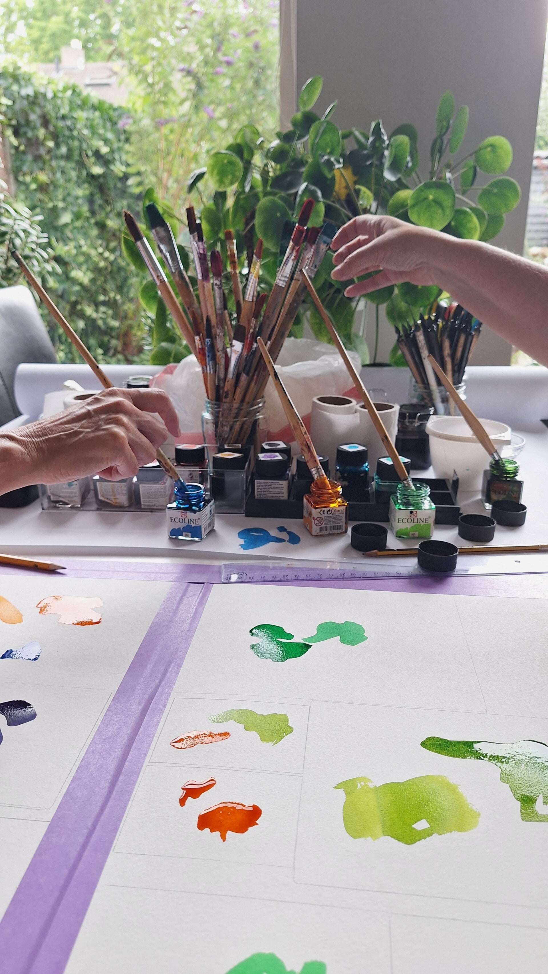 Vlekken maken met ecoline